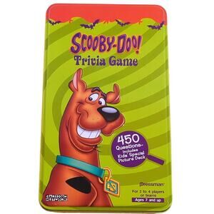 Scooby-Doo Pressman Trivia Game Tin 450 Qs + Kids Deck Complete w/o Pencil